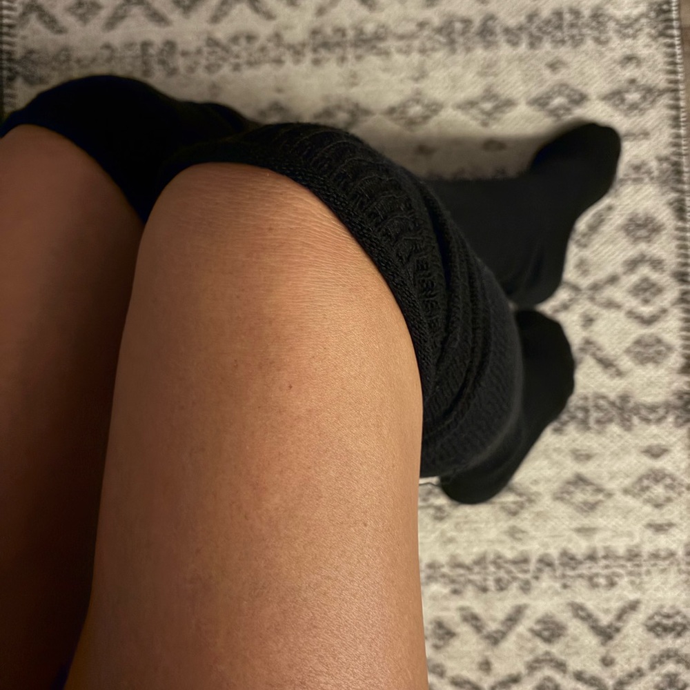 Black Knit Knee High Boot Socks